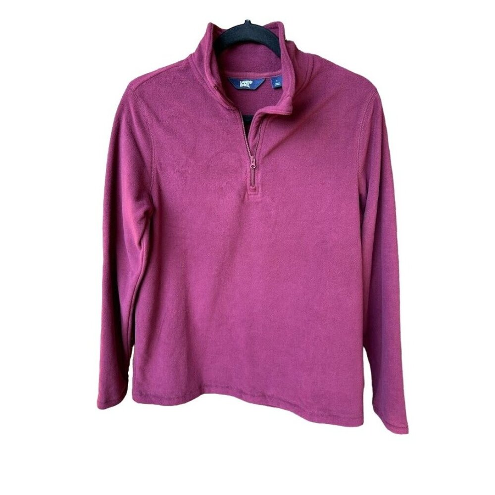 Lands End  Fleece Pullover Men's S 1/4 Zip Long Sleeve Maroon‎